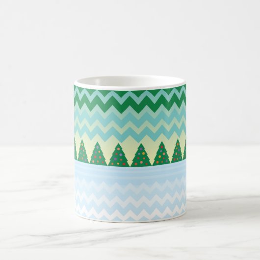 Weihnachtsbaum Zickzack Szene Kaffeetasse (Mittel)