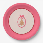Weihnachtsbaum-Zingerbrot-Weihnachtsplatte Rosa Pappteller (Vorderseite)
