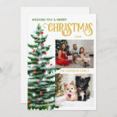 Weihnachtsbaum Zwei Familienfoto Collage Feiertagskarte (Vorne/Hinten)