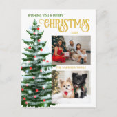 Weihnachtsbaum Zwei Familienfoto Collage Postkarte (Vorderseite)