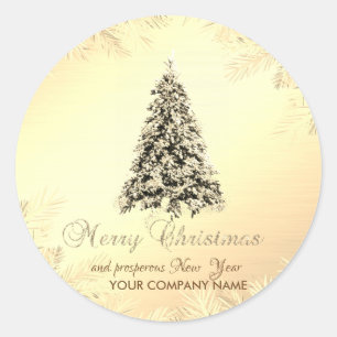 Weihnachtsbaum, Zweige, Gold, Unternehmen Runder Aufkleber