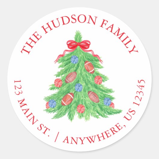 Weihnachtsbaumadresse für Wasserfarben Runder Aufkleber (Vorderseite)