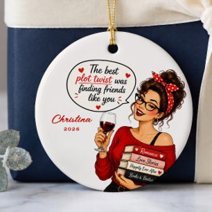 Weihnachtsbaumanhänger für Buchclub-Freunde Keramik Ornament