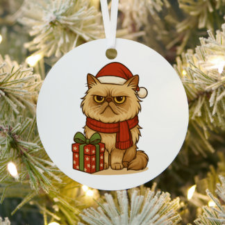 Weihnachtsbaumanhänger grumpy Christmas Cat Ornament Aus Metall