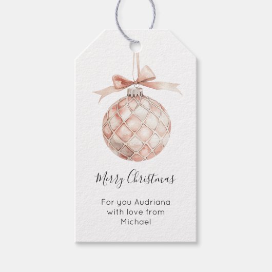 Weihnachtsbaumanhänger mit rosa Schleife Geschenkanhänger (Vorderseite)