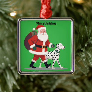 Weihnachtsbaumanhänger mit Santa und Dalmatiner Ornament Aus Metall
