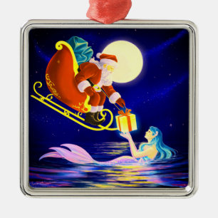 Weihnachtsbaumanhänger mit Weihnachtsmann und Meer Ornament Aus Metall
