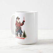 Weihnachtsbaumanhänger Outlaw Santa Kaffeetasse (Vorderseite Links)