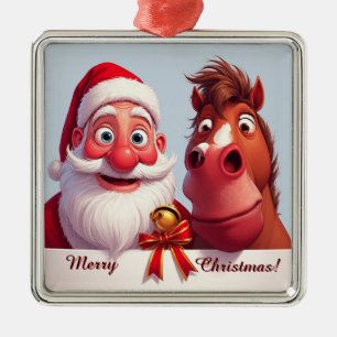 🎄 Weihnachtsbaumanhänger Santa Pferd Geschenk ✨ Ornament Aus Metall