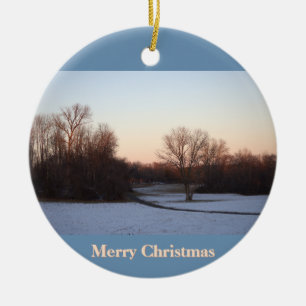Weihnachtsbaumanhänger Winter-Sonnenuntergang Keramik Ornament