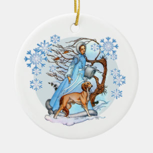 Weihnachtsbaumanhänger Winterlicher Spaziergang Keramikornament