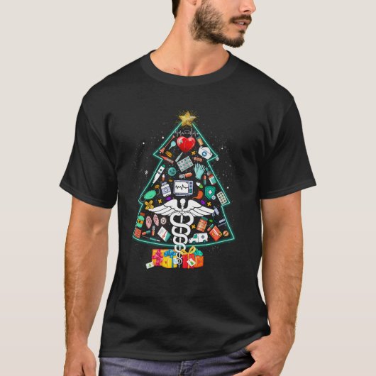 Weihnachtsbaumärztin Weihnachtsmannmütze Medical D T-Shirt (Vorderseite)