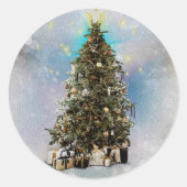 Weihnachtsbaumaufkleber für Geschenke, Kunsthandwe Runder Aufkleber (Vorderseite)
