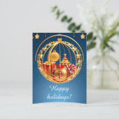 Weihnachtsbaumausstellung mit Geschenken Postkarte (Stehend Vorderseite)