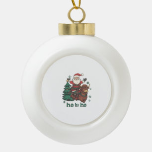Weihnachtsbaumbeleuchtung der Frauen Santa Riding Keramik Kugel-Ornament