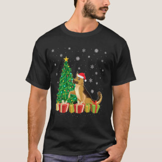 Weihnachtsbaumbeleuchtung Santa Hut Deutscher Schä T-Shirt