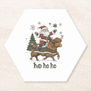 Weihnachtsbaumbeleuchtung Santa Reitet Highland-Ku Untersetzer