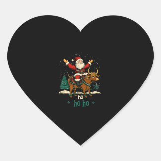 Weihnachtsbaumbeleuchtung Santa Riding Highland Co Herz-Aufkleber