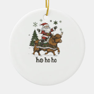 Weihnachtsbaumbeleuchtung Santa Riding Highland Co Keramik Ornament