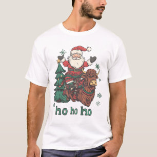 Weihnachtsbaumbeleuchtung Santa Riding Highland Co T-Shirt