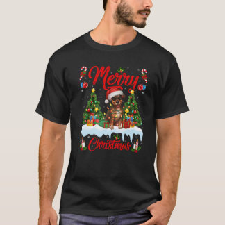 Weihnachtsbaumbeleuchtung Santa Zwergpinscher Hund T-Shirt