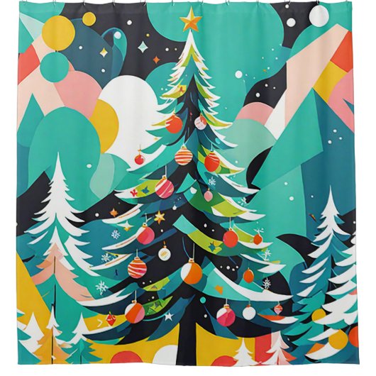 Weihnachtsbaumbild 1 - Duschvorhang (Vorderseite)
