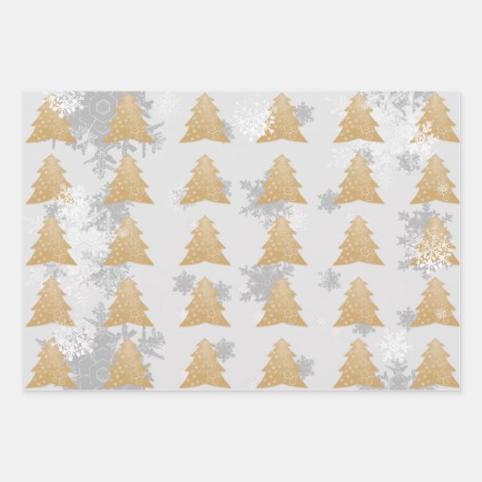 Weihnachtsbaumblättern für Gold Festivals Geschenkpapier Set (Vorderseite)