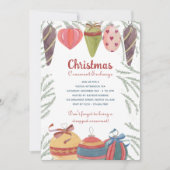 Weihnachtsbaumbörse Party Vintag Baubles Einladung (Vorderseite)