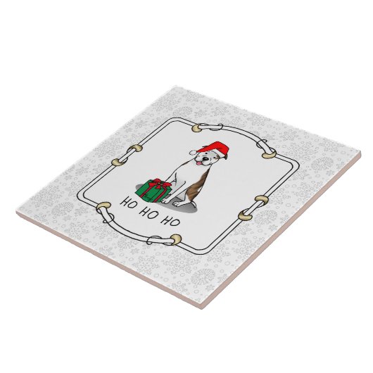 WeihnachtsbaumBull (lt brindle white 3) Niedlich Fliese (Seite)