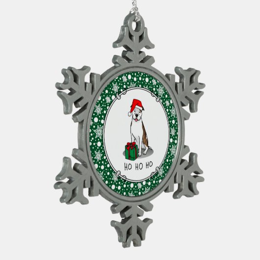 WeihnachtsbaumBull (lt brindle white 3) Niedlich Schneeflocken Zinn-Ornament (Links)