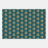 Weihnachtsbaumchen auf Aquamarin, schwarz und weiß Geschenkpapier Set (Vorderseite)