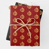 Weihnachtsbaumchen auf Rot, Schwarz und Weiß Geschenkpapier Set (Beispiel)