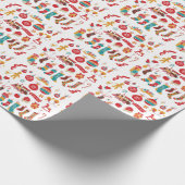 Weihnachtsbaumchen: Schneesicheres Vintages Set. Geschenkpapier (Ecke)