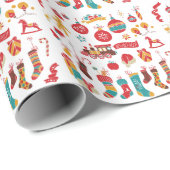 Weihnachtsbaumchen: Schneesicheres Vintages Set. Geschenkpapier (Rolleneckpunkt)