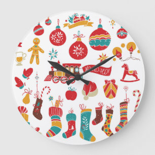 Weihnachtsbaumchen: Schneesicheres Vintages Set. Große Wanduhr