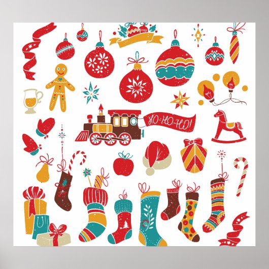 Weihnachtsbaumchen: Schneesicheres Vintages Set. Poster (Vorne)