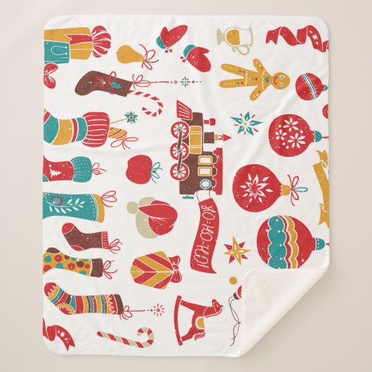 Weihnachtsbaumchen: Schneesicheres Vintages Set. Sherpadecke (Vorderseite)