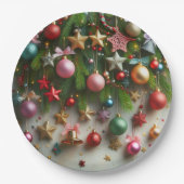 Weihnachtsbaumchen, Sterne und Glocken Pappteller (Vorderseite)