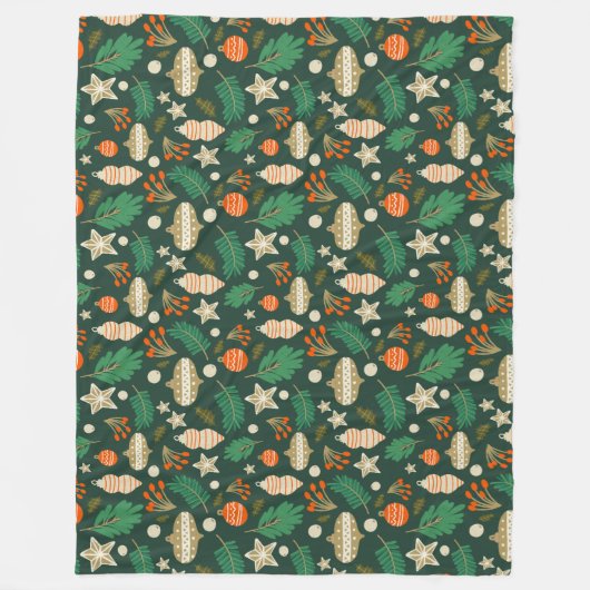 Weihnachtsbaumchen und Winterfolien grün Fleecedecke (Vorderseite)