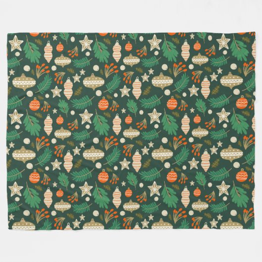 Weihnachtsbaumchen und Winterfolien grün Fleecedecke (Vorderseite (Horizontal))