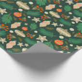 Weihnachtsbaumchen und Winterfolien grün Geschenkpapier (Ecke)