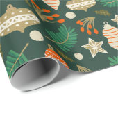 Weihnachtsbaumchen und Winterfolien grün Geschenkpapier (Rolleneckpunkt)