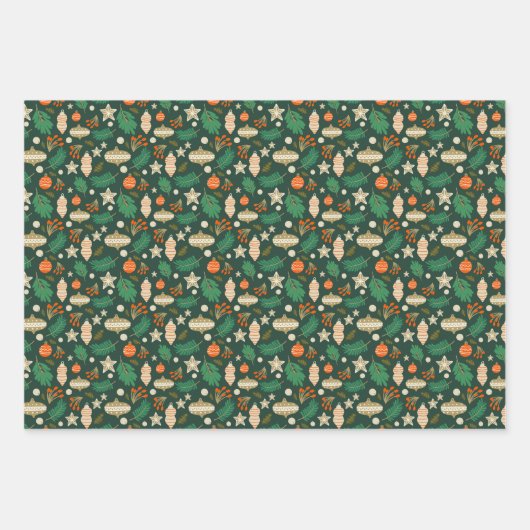 Weihnachtsbaumchen und Winterfolien grün Geschenkpapier Set (Vorderseite 3)