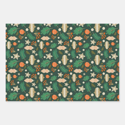 Weihnachtsbaumchen und Winterfolien grün Geschenkpapier Set (Vorderseite 2)