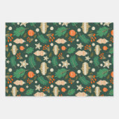 Weihnachtsbaumchen und Winterfolien grün Geschenkpapier Set (Vorderseite)