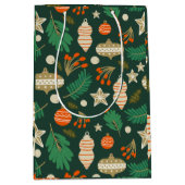 Weihnachtsbaumchen und Winterfolien grün Mittlere Geschenktüte (Vorderseite)