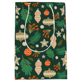 Weihnachtsbaumchen und Winterfolien grün Mittlere Geschenktüte