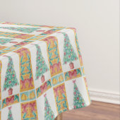 Weihnachtsbaumdekoration mit Rot beugt Goldglocken Tischdecke (Beispiel)