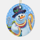 Weihnachtsbaumdekoration Snowman und Tinkel. Keramik Ornament (Links)