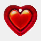 Weihnachtsbaumdekoration tiefrotes Herz. Keramik Ornament (Hinten)